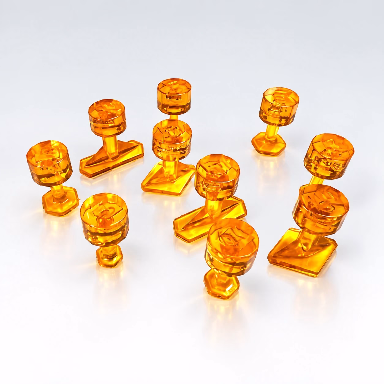 PrismTabs Mix-Pack: je zwei Klebeadapter S, M, L, Viereck und Rhomb aus transparentem Kunststoff für die Ausbeultechnik