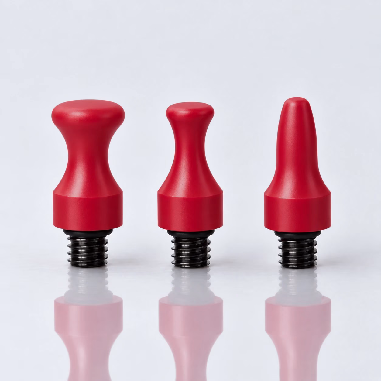 Wechselspitzen Set Hart – Flach, Mittel und Spitz aus rotem, hartem Kunststoff